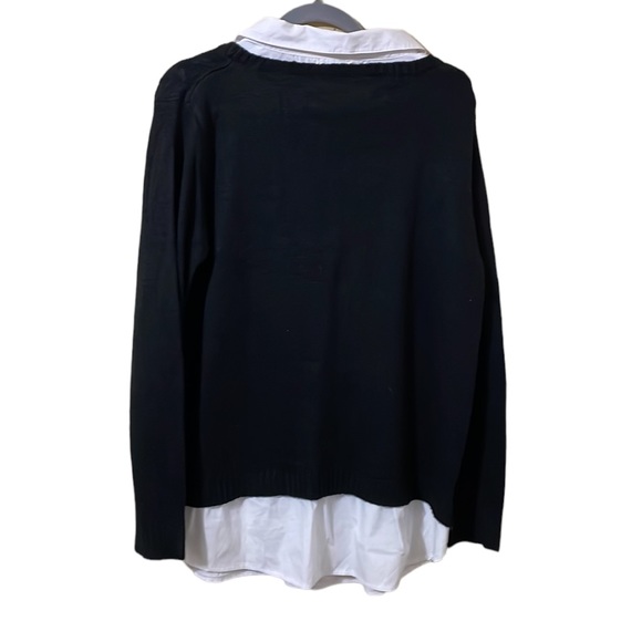 Faded Glory black cable sweater w/ faux white shirt underneath. Size XL (16-18) - Picture 12 of 15